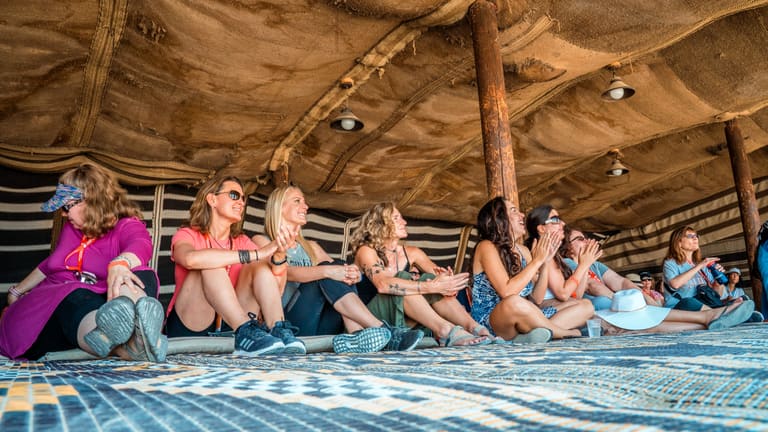 Sisterhood group overlooking the Israeli landscape